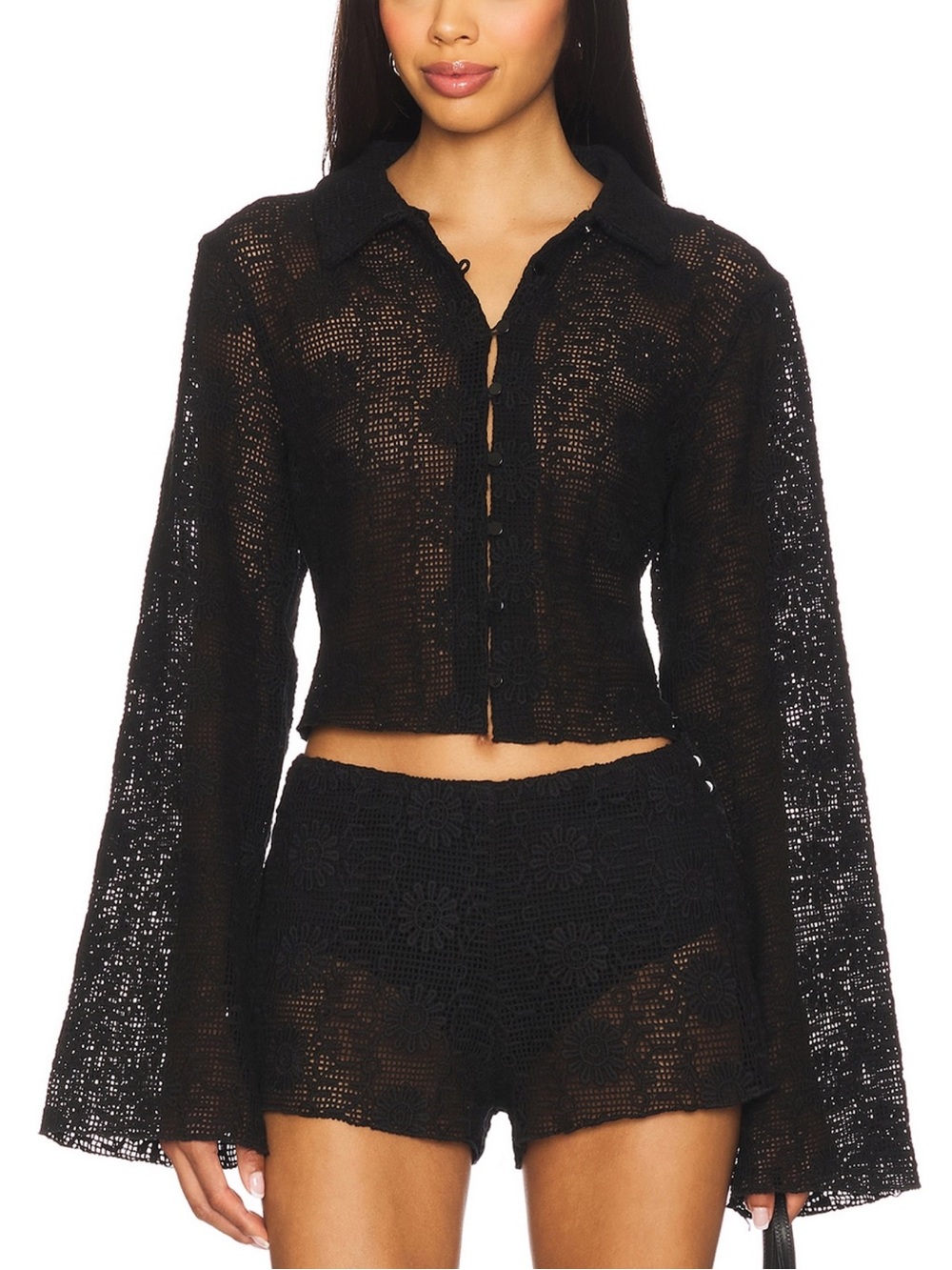 Lioness Babydoll Onyx Floral Crochet Set